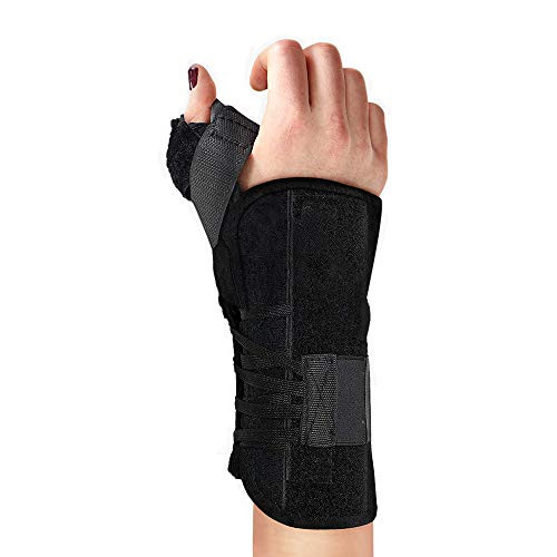 ManaMed Right Hand Wrist Brace - Patent Pending Wrist Support with Single Pull to Apply - Adjustable Hand Brace  and  Wrist Splint for Compression Sprain Typing or Recovery - Universal Sizing