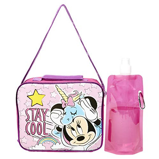 Minnie Mouse Lunchbox Combo Set - Minnie Mouse Girls 3 Piece Lunchbox Set - Lunchbox Water Bottle and Carabina -Pink-