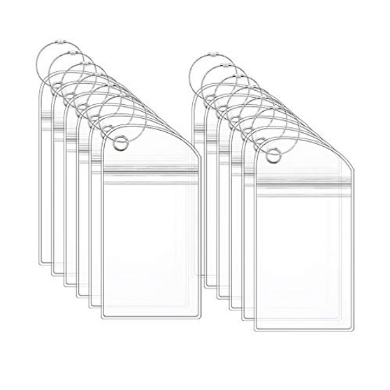 Cruise Tags 12 Pack Cruise Luggage Tags E-tag Holders Zip Seal  and  Steel Loops for Cruise Ships