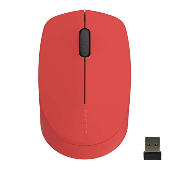 Rapoo M100G Multi Device Silent Bluetooth Mouse-BT3.0 plusBT4.0 plusUSB- Easy-Switch Up to 3 Devices Wireless Noiseless Ergonomic Optical for Laptop MacBook Windows PC Tablet Android Red