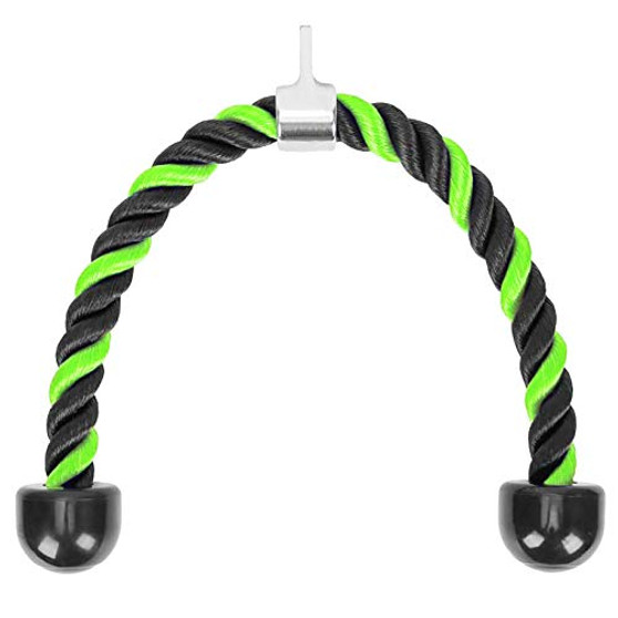 VEIZEDD Tricep Rope Pull Down Heavy Duty Nylon Rope 27 inch Cable Attachment Fitness Training Rope for Home Exercise Gym Stretching Fitness Training Rope -Black-Green-