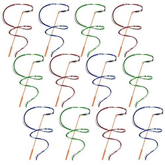 ArtCreativity Streamer Wands for Kids Set of 12 Twirling Ribbons in Assorted Colors for Dancing Marching Band Exercise Rainbow Party Favors Dance Party Decorations Gymnastics Party Supplies