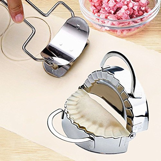 Succi shan Eco-Friendly Stainless Steel Dumpling Maker and Dough Press for Home Kitchen Dough Circle Roller MachineDumpling-Pie-Ravioli Maker2pcs