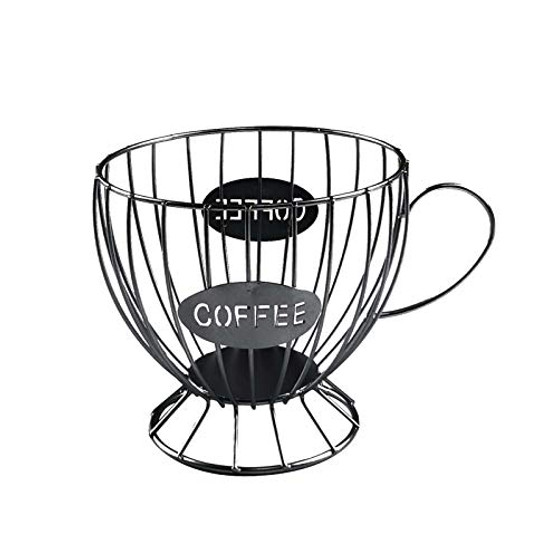 Mug Shape Coffee Pod Holder K Cup Holder Kcup Kpod Capsule Organizer Coffee Mug Wire Storage Basket Tea Cup Keeper Countertop Kitchen Organization for Counter Coffee Bar -6.10"x5.51"x4.13" Black-