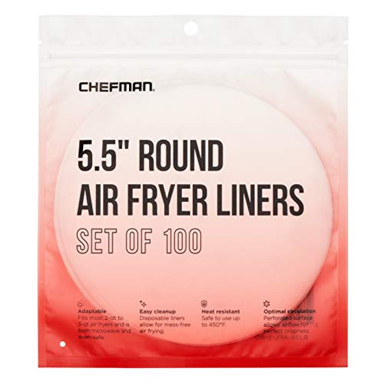 Chefman Disposable Air Fryer Liners, Heat-Resistant Parchment Paper For Baskets, 100 Pack, 5.5 Round