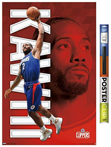 Trends International NBA Los Angeles Clippers - Kawhi Leonard 19 Wall Poster 22.375" x 34" Poster  and  Clip Bundle