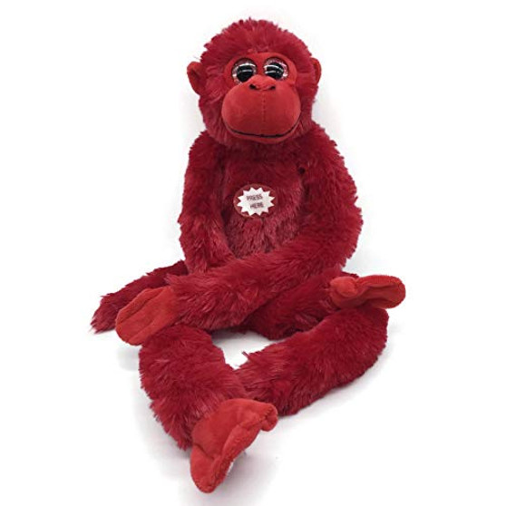 The Petting Zoo Monkey Stuffed Animals Plush Toy Gifts for Kids with Sound Rainbow of Colors-20 Inches -Red-