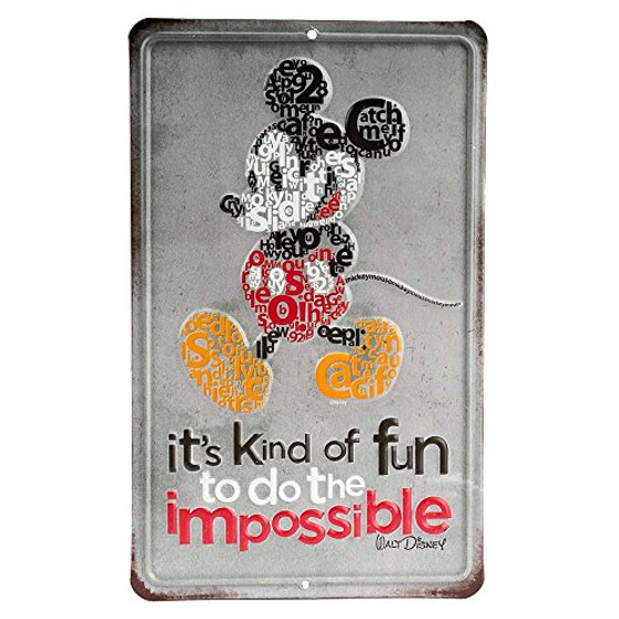 Open Road Brands Disney Mickey Mouse Do The Impossible Embossed Metal Sign