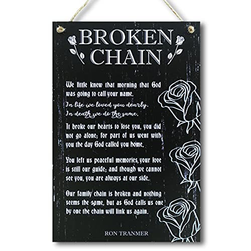 CARISPIBET Broken Chain - Poem memorial bereavement sympathy condolence funeral gift for loss of loved one 12x8"