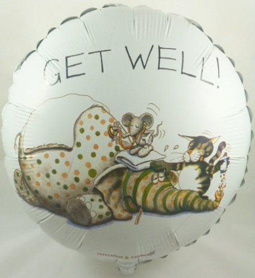 18" Round White Get Well Soon Foil Balloon -BL232- [Toy-