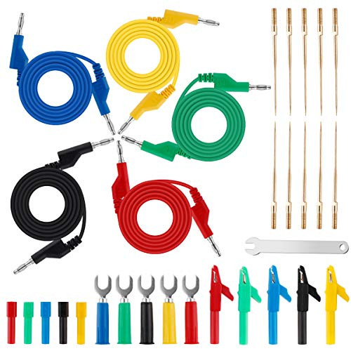 26 PCS Back Probe Kit Wire Piercing Probe with Five Colors Alligator Clip Leads Mutifunction Test Wire kit -A-Banana Plug Test Leads-