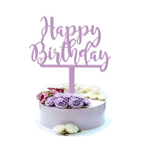 Purple Happy Birthday Cake Topper Cupcake Topper Birthday Party Decorations Supplies