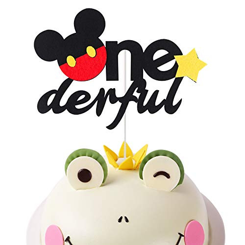 Mickey Mouse One Cake Topper Mickey Inspired Onederful First Birthday Cake Topper Party Cake Decoration Supplies for Boys and Girls 1st Birthday Party