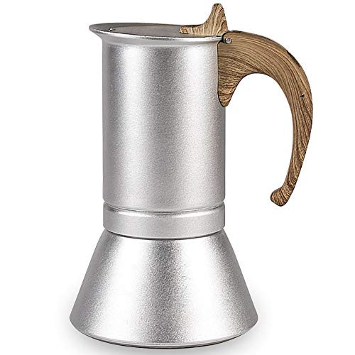elabo Stovetop Espreeso Machine and Moka Pot for Gas or Electric Ceramic Stovetop, Italian Espresso Coffee Shot Maker for Italian Espresso, Cappuccino and Latte, 6 Cups