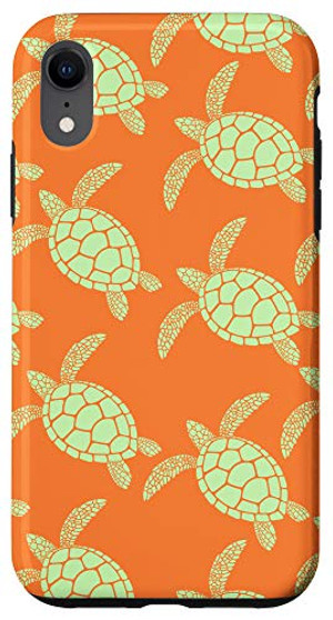iPhone XR Sea Turtles On Orange Background Case
