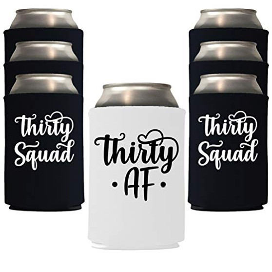 Veracco Thirty AF 30 Years Can Coolie Holder 30th Birthday Gift Dirty Thirty Squad Party Favors Decorations -Black-White 12-