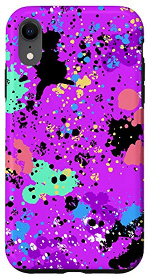 iPhone XR Retro Paint Splatter Purple Case