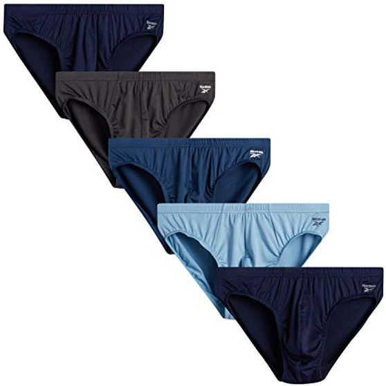 Reebok Men's Underwear - Low-Rise Quick Dry Performance Briefs -5 Pack- Size Small Blues-Charcoal