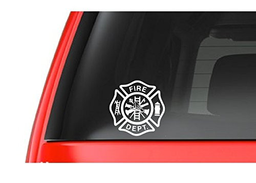 CustomDecal US White 4" Fire Deparment Logo -T17- Firefighter Vinyl Decal Sticker Car Window