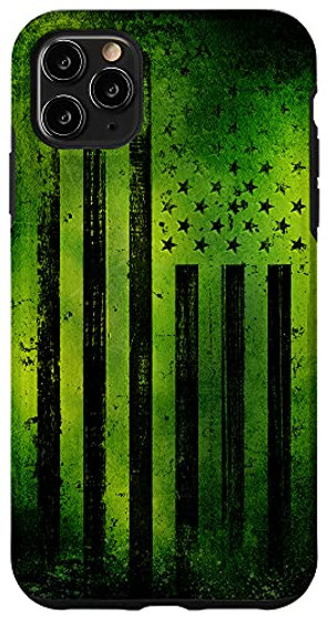 iPhone 11 Pro Max Epic Big Black American Flag USA on Green Case