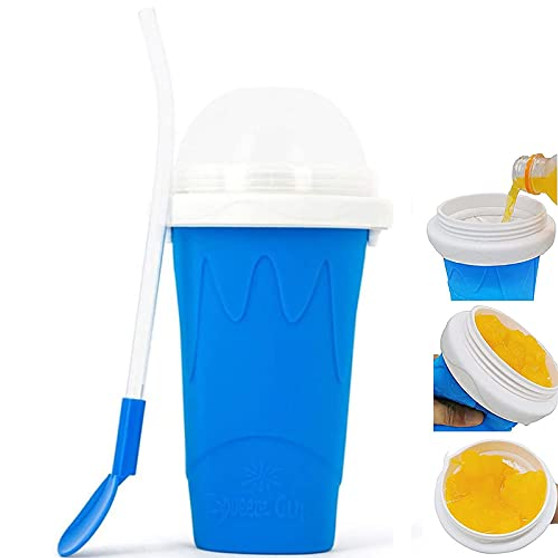 Slushie Maker Cup, Slushy Maker Ice Cup Frozen Magic Squeeze Cup Cooling Maker Cup Freeze Mug Milkshake Smoothie Mug -Blue-