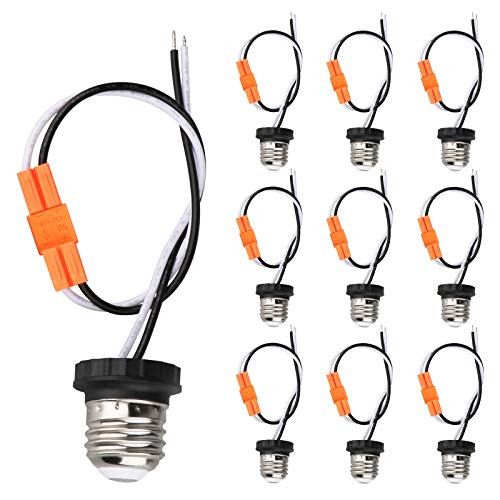 E26 Socket Adapter 10 Pack Light Bulb Socket Pigtail Screw in Male Light Socket Pigtail E26 Medium Base Recessed Light Adapter for Led Ceiling Light Downlight Socket Adapter Pigtail -pack of 10?