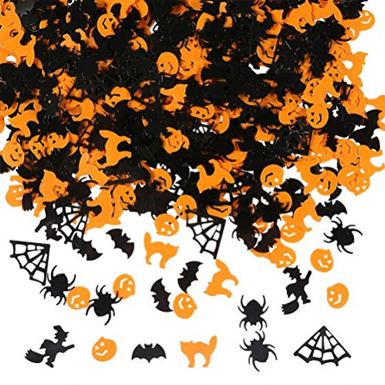 3.53 OZ Halloween Confetti Sequins Table Scatter Decoration Spiders Pumpkin Cat Bat Witch Spider Webs Confetti for Night Halloween Party