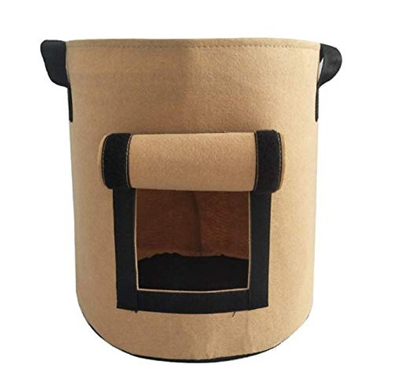 nobrand Potato Grow Bags Plant Grow Bags Vegetable Flower Planting Bags Plant Nursery Bags Potato Growing Containers Planter Pot with Flap and Handles Nonwoven Fabric 3 Pack -M: 7 Gallon, Beige-