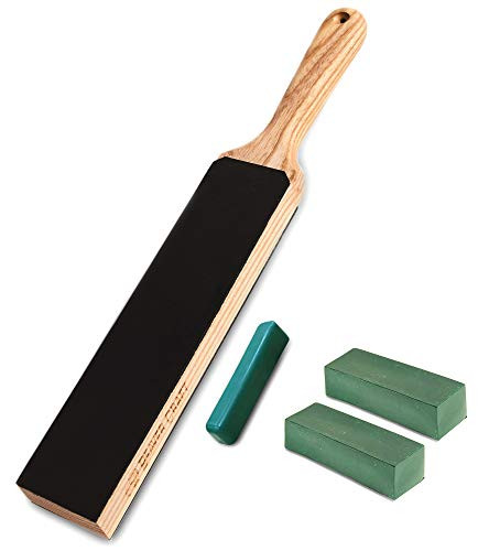 BeaverCraft Leather Paddle Honing Strop Kit LS6P1 Green Strop Compound PP02 Knife Stropping Paddle Block for Honing Woodworking