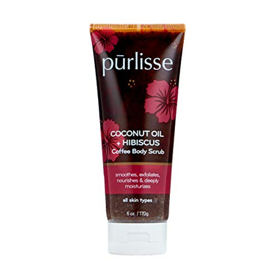 purlisse Coconut Oil Coffee  plus Hibiscus Coffee Body Scrub- Cruelty-free  and  clean Paraben  and  Sulfate-free Gentle exfoliant Polishes  and  hydrates Hibiscus soothes sensitive skin - 6 oz