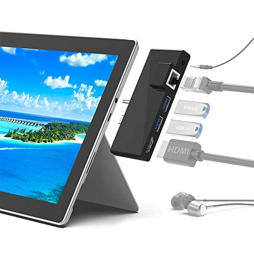 Surface Go Docking Station 5 in 1 Surface Go Docking Station USB C hub HDMI Adapter with 1000M RJ45 Ethernet4K HDMI 2 USB 3.0 PortsAudio-Microphone Output -Headphones- for Microsoft Surface Go