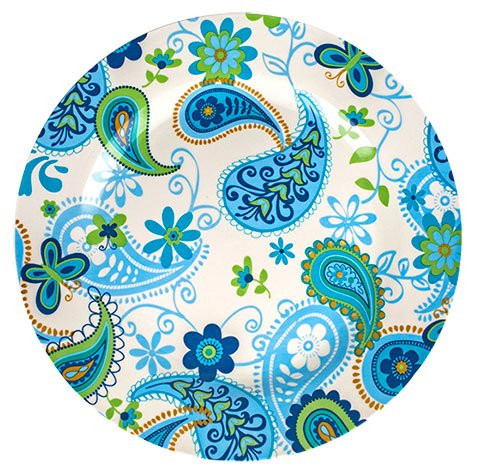 Royal Norfolk Blue Paisley Print Stoneware Round Plates 10.5" Dinnerware Set of Four Dinner Menu Plates