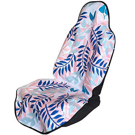 Seat Hoody - 100 percent Waterproof Sweat Proof Car  and  Truck Seat Cover Protector. Universal Fit Machine Washable Grippy Backing perfect after swimming surfing working out the beach dogs - Pastel Palms