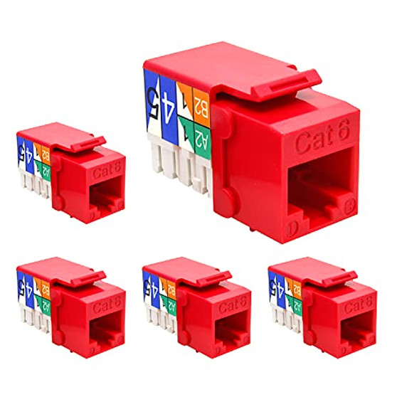 Beszin Cat.6 RJ45 110 Type Keystone Jack -5-Pack Red- Beszin Cat.6 RJ45 110 Type Keystone Jack -5-Pack Red-