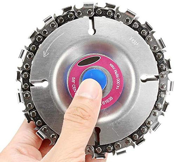 Westspark 4 Inch 22 Tooth Grinder Disc Grinder Wood Carving Disc and Angle Fine Chain Sanding Disc Circular Saw Blade Teeth Culpting Wood Plastics for 100-115 Angle Grinder Pink