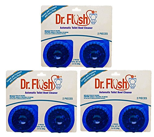 Set of 6 Dr. Flush Automatic Toilet Bowl Cleaner Blue Tablets - Value Pack