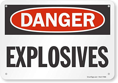 SmartSign "Danger - Explosives" Sign | 7" x 10" Plastic