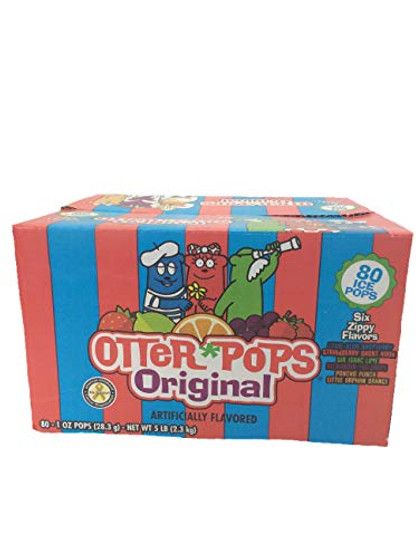 Otter Pops Freezer Ice Bars, Fat Free Ice Pops, Original Flavors (80 - 1 oz pops)