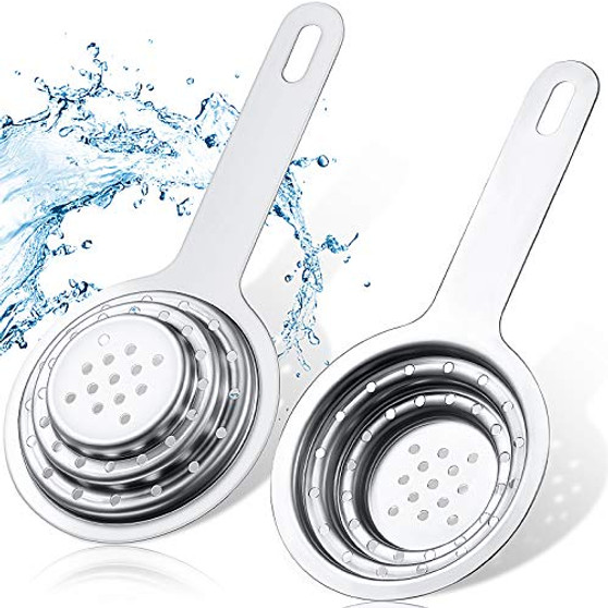 2 Pieces Tuna Can Strainer with Handle Stainless Steel Food Tin Oil Drainer Canning Colander for Regular-Size and Wide-Necked Tuna, Pasta Vegetable and Fruit Can