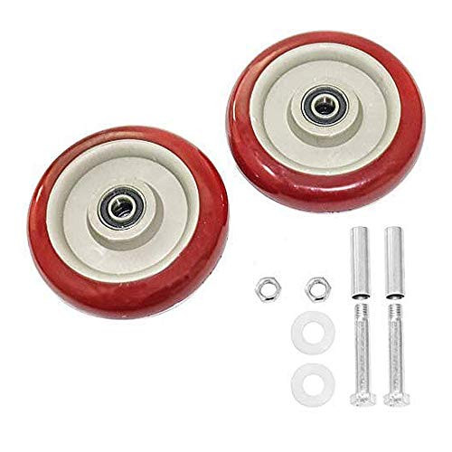 URBEST Push Cart Wheels, Heavy Duty 5 Inch PU Caster Wheels Bearings Repair Kits, Pltae Casters, Shelf Replacement Wheels for Platform Trucks up to 265 Pounds (L:5 Inch,Red)
