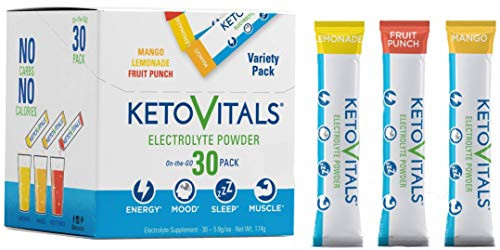 Keto Vitals Electrolyte Powder Stick Packs | Keto Friendly Electrolytes in Travel Packets | Keto Electrolytes Variety Pack Individual Packets | Energy Drink Mix | Zero Calorie | Zero Carb
