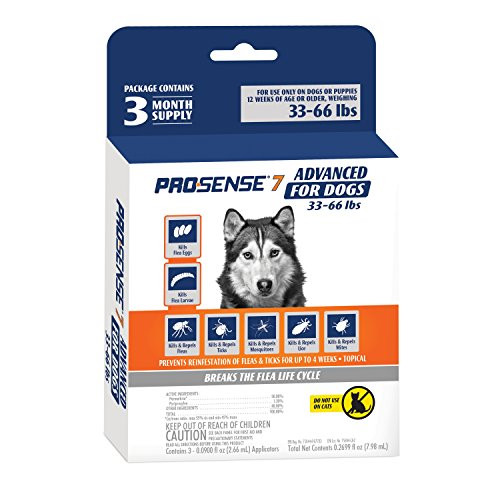 ProSense 7 Flea & Tick Prevention and Control for Dogs 33-66 lb - 3 Month Supply