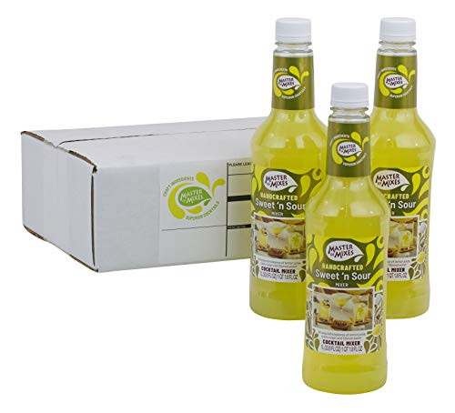 Master of Mixes Sweet & Sour Drink Mix, Ready To Use, 1 Liter Bottle (33.8 Fl Oz), Pack of 3