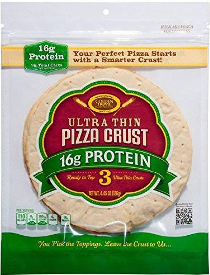 Value 2 Pack: Golden Home Ultra Thin 16g Protein Pizza Crust, 6 crusts