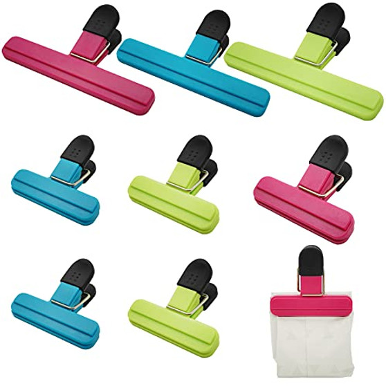 Chip Bag Clips 9 Packs Large Plastic Clips Food Clips Bag Sealing Clips with Good Grips 3 Large  and  6 Small Assorted Colors for Food Bags Kitchen