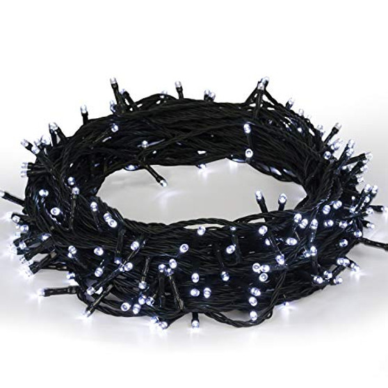 Christmas String Lights Outdoor Indoor 22m/72ft 220 LEDs 8 Modes Memory Function Decoration Waterproof End to End Plug in 30V Fairy Light for Home Party Wedding UL588 Approved (Cool White )