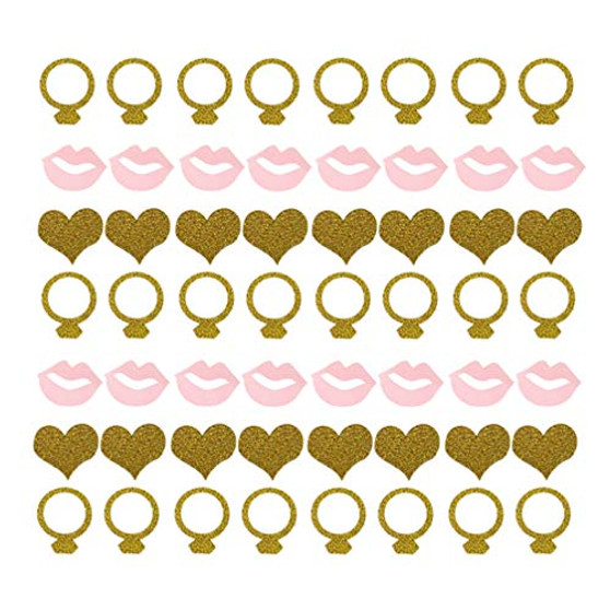 PRETYZOOM 300pcs Wedding Party Confetti Paper Confetti Rings Lips Heart Shape Wedding Table Confetti for Party Assorted Color