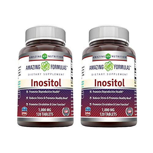 Amazing Formulas Inositol - 1000 Mg, Tablets - Promotes Reproductive Health - Reduces Stress & Promotes Healthy Mood - Promotes Circulation & Liver Function (120 Count (Pack of 2))