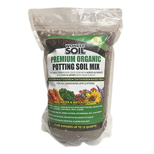 Wonder Soil | Premium Organic Potting Soil Mix. Nutrient Rich Coco Coir Expands 3 Lbs Bag to 12 Quarts of Indoor Outdoor Garden Soil & Top Soil for Plants. Incl Worm Castings, Mycorrhizae, Perlite.