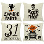 Halloween Throw Pillow Covers 18x18 Set of 4 for Home Decor, Double Sided Design, Trick or Treat Halloween Modern Linen Cushion Cover Cases Halloween Decoration Pillowcase for Sofa Bed Chair Car